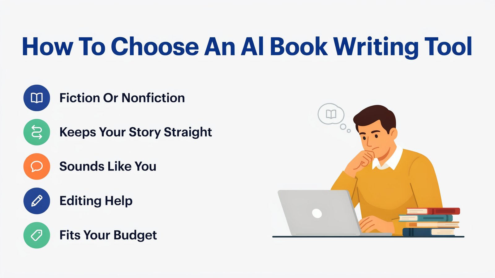 How to choose an AI book writing tool, by genre, story memory, voice, editing help and budget