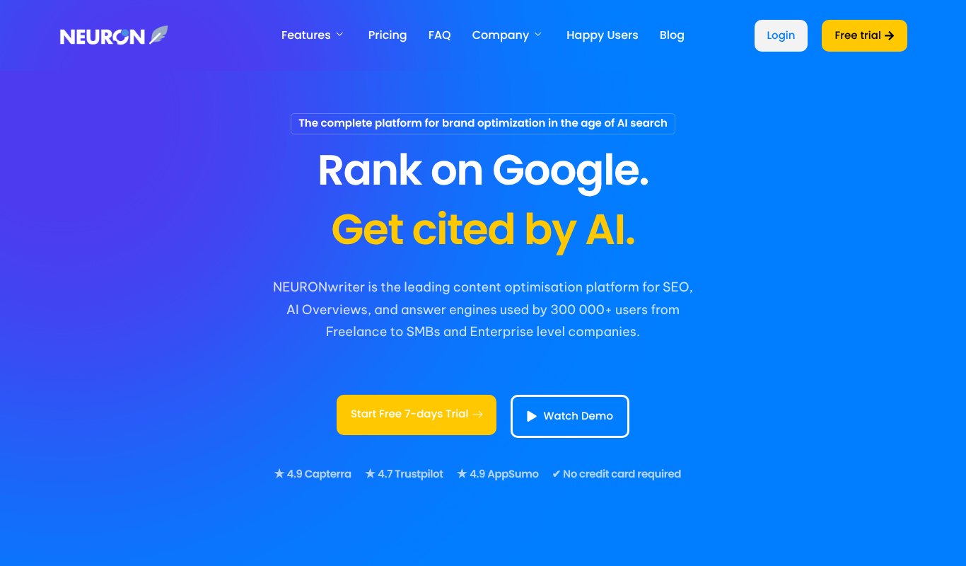 NeuronWriter, rank on Google and get cited by AI