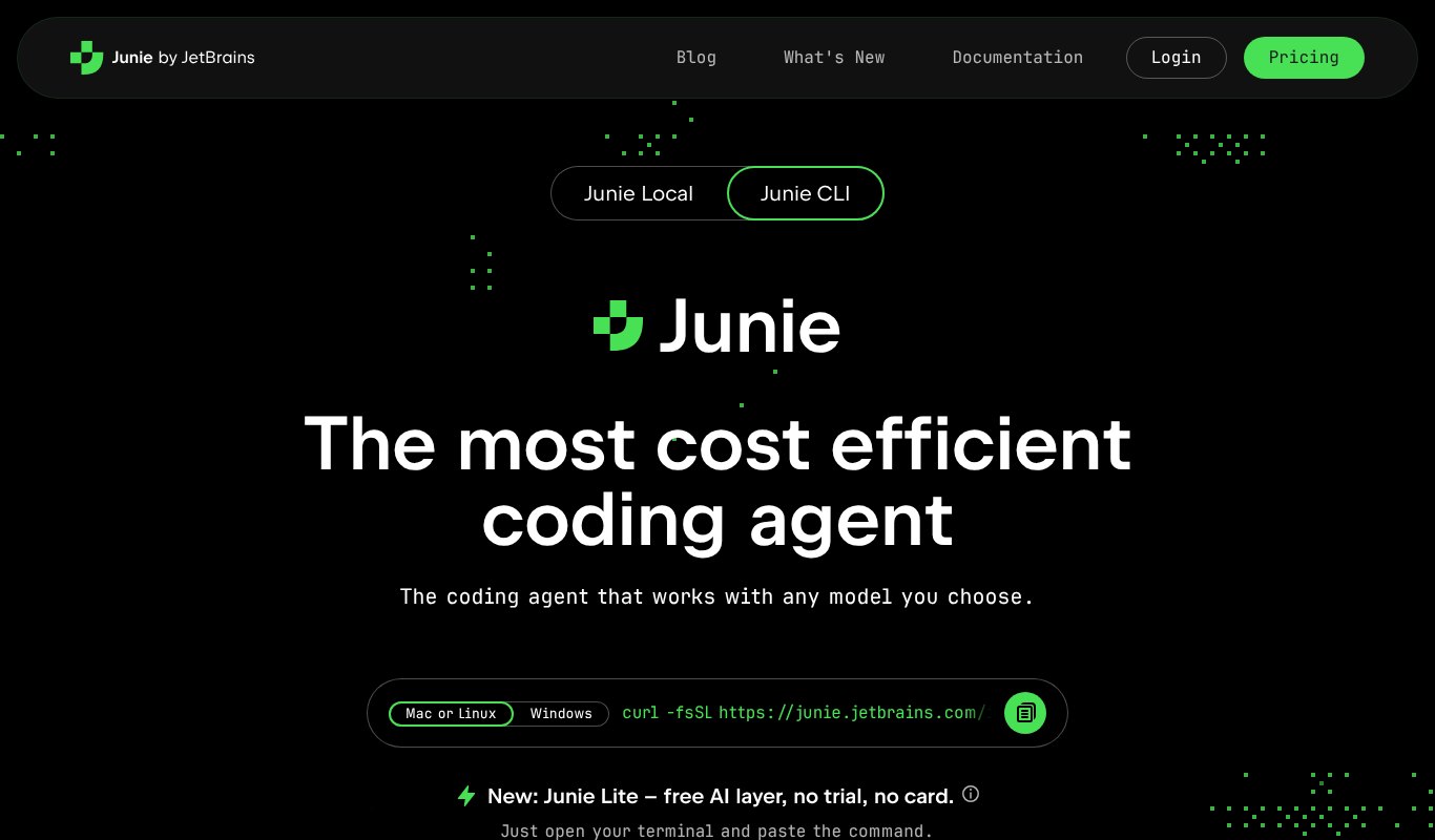 JetBrains Junie page, the coding agent for JetBrains IDEs