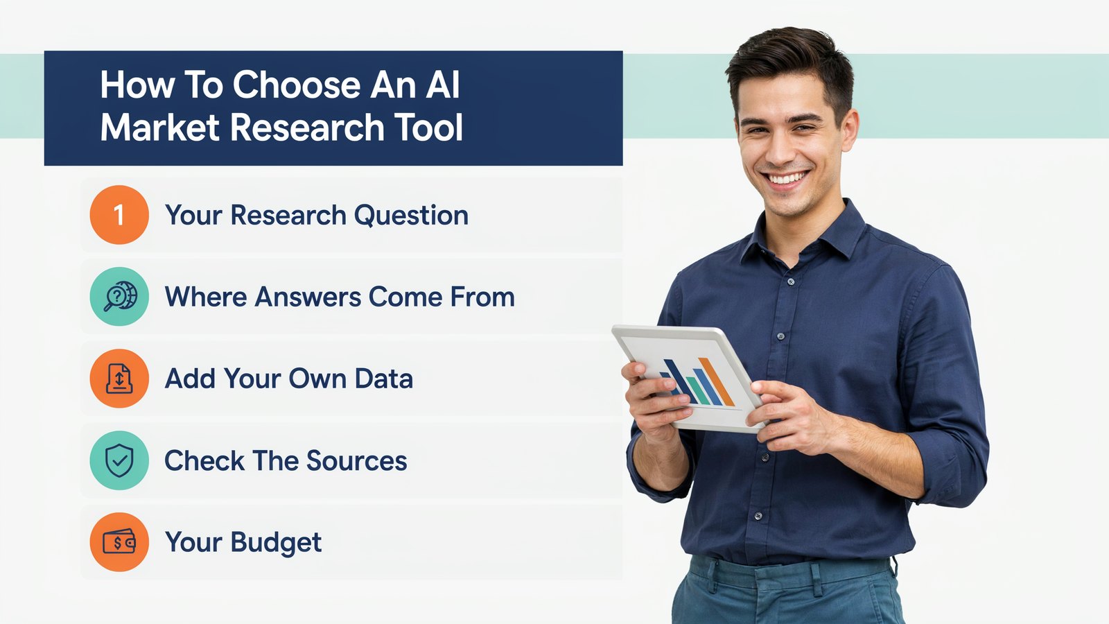 How to choose an AI market research tool, by your research question, sources, your own data, accuracy and cost